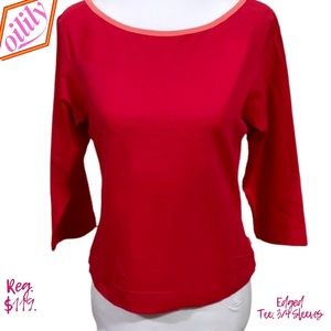 Like NEW Oilily LG Vibrant Pink/Orange 3/4 Arm Tee
